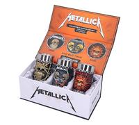 Nemesis Now Metallica Pushead Art - Juego de 3 vasos de chupito de resina, producto oficial de Metallica, insertos de acero inoxidable extraíbles, caja de regalo premium, fundidos en la mejor resina,