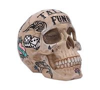 Nemesis Now Calavera con tatuajes tribales tradicionales color hueso natural polirresina Talla única