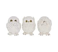 Nemesis Now Owls 8cm Figurine Three Wise Búhos 8 cm-Figura Decorativa, Resina, B