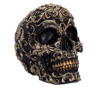 Nemesis Now Calavera renacentista de 19 cm, Resina, Negro y Dorado, patrón de Estilo Barroco Dorado, Adorno de Calavera Negra, decoración gótica, fundida en la Mejor Resina, Pintada a Mano por