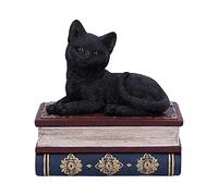 Nemesis Now Salems Spells Witches-Caja Familiar de Gato Negro y Libro de hechizos, Resina, 11.7cm