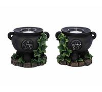 Nemesis Now Set Soporte Vela Caldero Pentagrama Artesanía Gótica Negro D5458T1