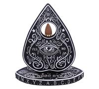 Nemesis Now Spirit Board Planchette - Quemador de Incienso de reflujo de 15 cm, Resina, Negro, Soporte de Incienso, diseño de Tablero de espíritu Blanco y Negro, Fundido en Resina, Pintado a Mano,
