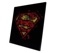 Nemesis Now Superman Suit Logo Crystal Clear Picture Art, Rojo Amarillo, 32 cm