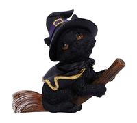 Nemesis Now Tabitha Small Witches-Figura Familiar de Gato Negro y Escoba, Resina, 11cm, 7