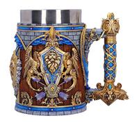 Nemesis Now Taza de Alianza World of Warcraft de 15.5 cm - Vajilla de bebida oficialmente licenciada de la Alianza con escudo, diseño de bandera e inserción de acero inoxidable