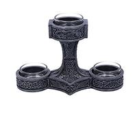 Nemesis Now Thor's Hammer - Portavelas (18,5 cm), Color Plateado