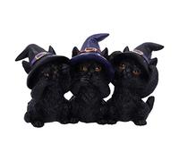 Nemesis Now Three Wise Black Cats See No Hear No Speak No Evil-Figura Familiar, Resina, Negro, 11.5cm