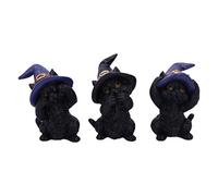 Nemesis Now Figura Decorativa de Gato Negro Three Wise Familiars See No Hear No Speak No Evil, Resina, 9.2cm