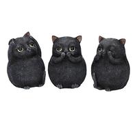 Nemesis Now Three Wise Fat Cats - Figura Decorativa (Resina, 8,5 cm), Color Negro