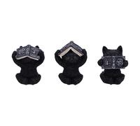 Nemesis Now – Figura Three Wise Spell Cats – Set de 3, Resina 8,5 cm, Negro, Pintada a mano