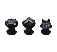 Nemesis Now Three Wise Spell Cats 8,5 cm, Resina, Negro, Figuras de Gatito de Tres sabios, Juego de trío de Figuras de Gatitos Ocultos, mercancía de Gato, Fundido en la Mejor Resina, Pintado a Mano