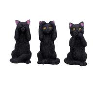 Nemesis Now U4802P9 - Tres Gatos sabios de 8,5 cm, Color Negro