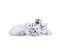 Nemesis Now Winter Warmth Cuddling Wolf Figurine - Escultura familiar de lobos conmovedora, resina pintada a mano, decoración de vida silvestre para amantes de la naturaleza