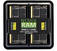 NEMIX RAM Kit de Memoria SODIMM sin búfer ECC de 64 GB (2 x 32 GB) DDR4 3200 MHz PC4-25600 2Rx8 1.2 V 260 Pines ECC