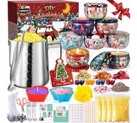 NEMMXUB Kit de Fabricación para Velas,erramienta para Velas de Bricolaje, Cera de Abeja Natural,50 Mechas para Velas,1 Jarra de Vela,8 Frascos para Velas,56 Pegatinas de Mechas para Velas y 2 Soport