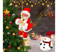 NEMMXUB Papá Noel escalando cuerda interior y exterior eléctrico escalada Santa Claus Nicholas Navidad decoración con música peluche muñeca juguete para árbol de Navidad ventana paredes jardín
