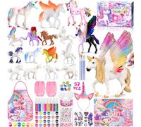 NEMMXUB Unicornios para Niñas Figuras para Pintar Kit con 57 Unicornios Manualidades Niñas, Juguetes Niña 3 4 5 6 7 8 9 10 Años Regalos Niña, Cumpleaños, Navidad, DIY Glow in The Dark Pintura