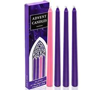 NEMMXUB Velas cónicas de Cera para candelabro,MUOIVG 4 Piezas Vela cónica de Adviento (diámetro 2 x 24 cm),Adviento,Navidad,Iglesia, celebración, Fiesta, decoración del hogar y más, 3 morados y 1 rosa