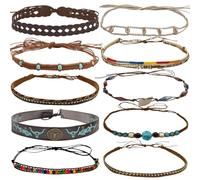 nemokamai 10 bandas de sombrero para hombres y mujeres, banda de sombrero de vaquero para sombreros de fieltro de paja occidental, cinturón de sombrero vintage de repuesto multicolor, Multi, talla