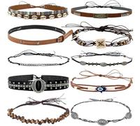 nemokamai 10 bandas de sombrero para hombres y mujeres, banda de sombrero de vaquero para sombreros de fieltro de paja occidental, banda de repuesto para sombrero vintage multicolor, Multi, talla