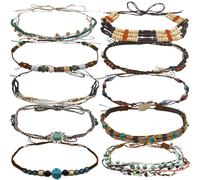 nemokamai 10 bandas de sombrero para hombres y mujeres, banda de sombrero de vaquero para sombreros de fieltro de paja occidental, cinturón de sombrero vintage de repuesto multicolor, Multi, talla