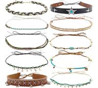 nemokamai 10 bandas de sombrero para hombres y mujeres, cinturón de sombrero de vaquero para sombreros de fieltro estilo fedora de paja occidental, multicolor, Multi, talla única