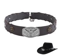 nemokamai Bandas de sombrero de vaquero para hombres y mujeres, banda de cuero para sombrero de paja occidental, sombreros de fieltro, accesorios de sombrero vintage multicolor, Multi, talla única