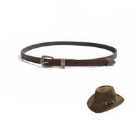 nemokamai Bandas de sombrero de vaquero para hombres y mujeres, bandas de cuero para sombreros de paja occidental, sombreros de fieltro, banda de sombrero de vaquera, color marrón, Marrón, talla única