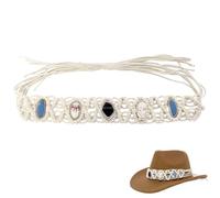 nemokamai Bandas de sombrero de vaquero para mujer, banda trenzada para sombreros de fieltro de paja occidental, decoración de sombrero de vaquera vintage