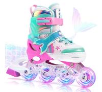 NEMONE Sirenita Patines en línea Niñas Ajustable Patines 4 Ruedas para Niño y Principiantes Cumpleaños