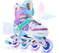NEMONE Sirenita Patines en línea Niñas Ajustable Patines 4 Ruedas para Niño y Principiantes Cumpleaños