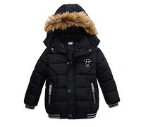 Nemopter Abrigos para Niños Bebés, Chaqueta de Invierno para Niños, Anorak Deportivo para Bebé, con Capucha, Calentita, Acolchada, para Esquí, Parka, 1-7 años, Negro , 5-6 Años