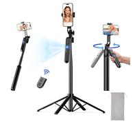 NEMOVA Trípode de seguimiento facial automático de 68 pulgadas para iPhone, trípode de teléfono con rotación de 360° con control remoto inalámbrico y soporte para teléfono, palo selfie para Android