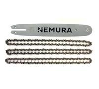 Nemura Guía de cadena 40 cm y Lote de 3 cadenas para motosierra - Compatible con Stihl MS211, MS211C - 55 Eslabones de arrastre - Passo 3/8 LP - Calibre 1,3 mm - Servicio postventa en Español