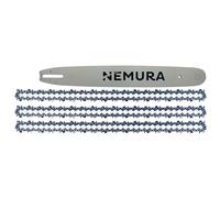 Nemura Guía de cadena 50cm y Lote de 3 cadenas para motosierra - Compatible con Stihl MS390, MS391, 039-72 Eslabones - Passo 3/8" - Calibre 1,6mm - Calidad Profesional - Servicio postventa en Español