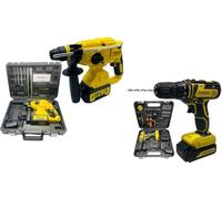 Nemura - Juego de 2 herramientas de 20 V, taladro atornillador y martillo perforador + 3 baterías + 2 maletines de almacenamiento + 2 cargadores, marca francesa especializada en herramientas de