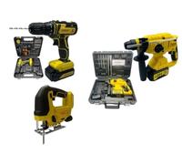 Nemura - Lote de 3 Herramientas Eléctricas Perforadora, Sierra de Calar 20 V, Taladros de Batería + 3 Baterías + Cargador