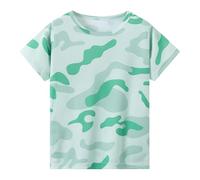 NEN Sudadera con capucha para niños y niñas, a rayas, manga corta, cuello redondo, camisetas, ropa para niños y mujeres, leggings blusa, verde, 3-4 años