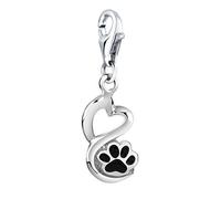 Nenalina - 714156-001- Abalorio con forma de huella de perro en plata de ley (incluye anilla y pulsera de abalorios)