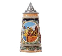 NENBOLEC Jarra de Cerveza Alemana Personalizada Vikinga Stanley Taza Munich Oktoberfest Deutschland Frankfurt Romer Beer Stein Mug con Tapa para Cumpleaños Regalo Hombre Padre Esposo 0.6 Liter