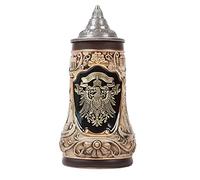 NENBOLEC Jarra de Cerveza Alemana Personalizada Vikinga Stanley Taza Munich Oktoberfest Deutschland águila de estañ Beer Stein Mug con Tapa para Cumpleaños Regalo Hombre Padre Esposo 1.0 Liter
