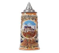 NENBOLEC Jarra de Cerveza Alemana Personalizada Vikinga Taza Munich Oktoberfest Deutschland Castillo de Neuschwanstein Beer Stein Mug con Tapa para Cumpleaños Regalo Hombre Padre Esposo 0.7 Liter