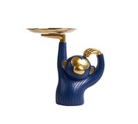 NENBOLEC Plato de Caramelos Dulces Tarro de Galletas Mono Figura Decorativa Modern Escultura Arte Animal Regalo Interior Salon Estatua Resina 25cm