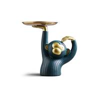NENBOLEC Plato de Dulces Recipiente de Galletas Bandeja, Escultura Mono Estatua Decoración Moderna Regalo Arte para Dormitorio Salon Comedor Oficina 21cm