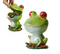 NENBOLEC Plato de Dulces Recipiente de Galletas Bandeja, Escultura Rana Estatua Decoración Moderna Regalo Arte para Familiares Parejas Amigos Verde 20cm