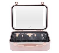 NeNchengLi Organizador de maquillaje con luces+espejo, caja de cosméticos portátil, estuche de cosméticos, diseño pensado, fácil de usar, Rosa.