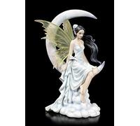 Nene Thomas Fantasía Figura Elfos Sentada sobre Media Luna - Helada Moon | Feenstatue, Figura de Decoración, Pintado a Mano, Motivo