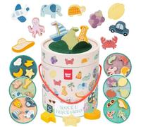 Nene Toys Bingo Infantil 2+ Años - Juego Táctil Educativo de Madera | Juego Toca y Encuentra con 24 Figuras de Madera, 24 Tarjetas y Tubo Táctil