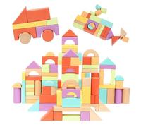 Nene Toys Bloques de Construcción de Madera 100 Piezas para Niños desde 1 Año - Bloques de Madera FSC de Colores Vivos - Juguete Montessori de Apilamiento y Clasificación - Regalo Niños Niñas 1-3 Años